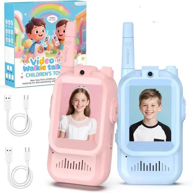 Main image of Video Walkie Talkies for Kids 2 Pack Long Range Walkie Talkie Toys with Camera & Clear Sound Rechargeable Kids Walkie Talkies for Outdoor Adventures, Camping, Hiking, Birthday Gifts Ages 3-12
