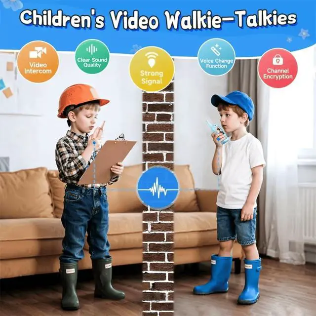 Alt view image 2 of 7 - Video Walkie Talkies for Kids 2 Pack Long Range Walkie Talkie Toys with Camera & Clear Sound Rechargeable Kids Walkie Talkies for Outdoor Adventures, Camping, Hiking, Birthday Gifts Ages 3-12