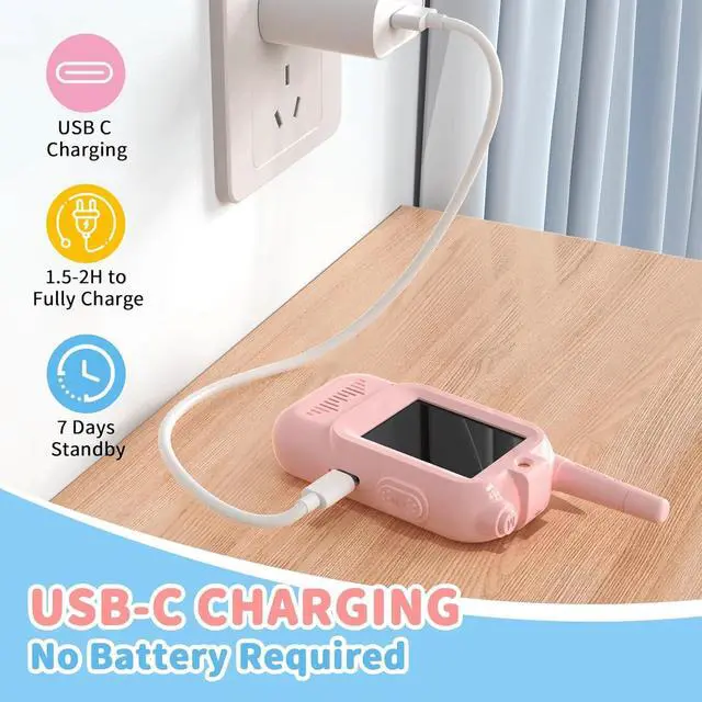 Alt view image 7 of 7 - Video Walkie Talkies for Kids 2 Pack Long Range Walkie Talkie Toys with Camera & Clear Sound Rechargeable Kids Walkie Talkies for Outdoor Adventures, Camping, Hiking, Birthday Gifts Ages 3-12