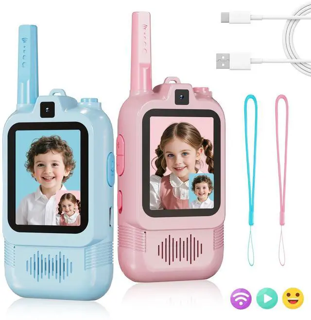 Main image of Video Walkie Talkies for Kids, Dual Camera 2-Pack Rechargeable Video Intercom,1600 Ft Range 2 Way Radios Toys|Voice Chat&Photo, Gifts for Age 3-12 Boys Girls Indoor Outdoor Games, Camping (Pink/Blue)