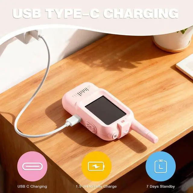 Alt view image 3 of 7 - Walkie Talkies for Kids with Camera Video Walkie Talkie 2 Pack Rechargeable Long Range Kids Toys for Camping Hiking Travel Gifts for Boys & Girls Ages 310