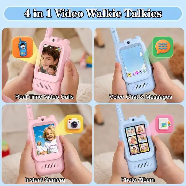Alt view image 2 of 7 - Walkie Talkies for Kids with Camera Video Walkie Talkie 2 Pack Rechargeable Long Range Kids Toys for Camping Hiking Travel Gifts for Boys & Girls Ages 310