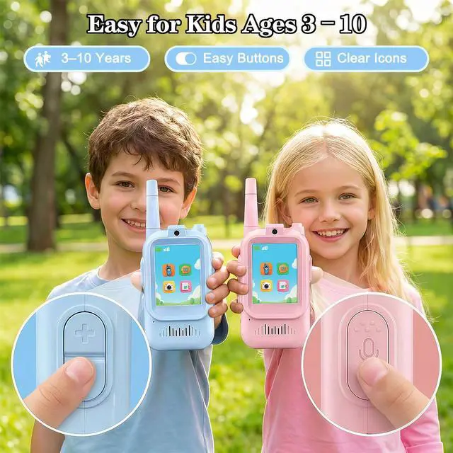 Alt view image 4 of 7 - Walkie Talkies for Kids with Camera Video Walkie Talkie 2 Pack Rechargeable Long Range Kids Toys for Camping Hiking Travel Gifts for Boys & Girls Ages 310
