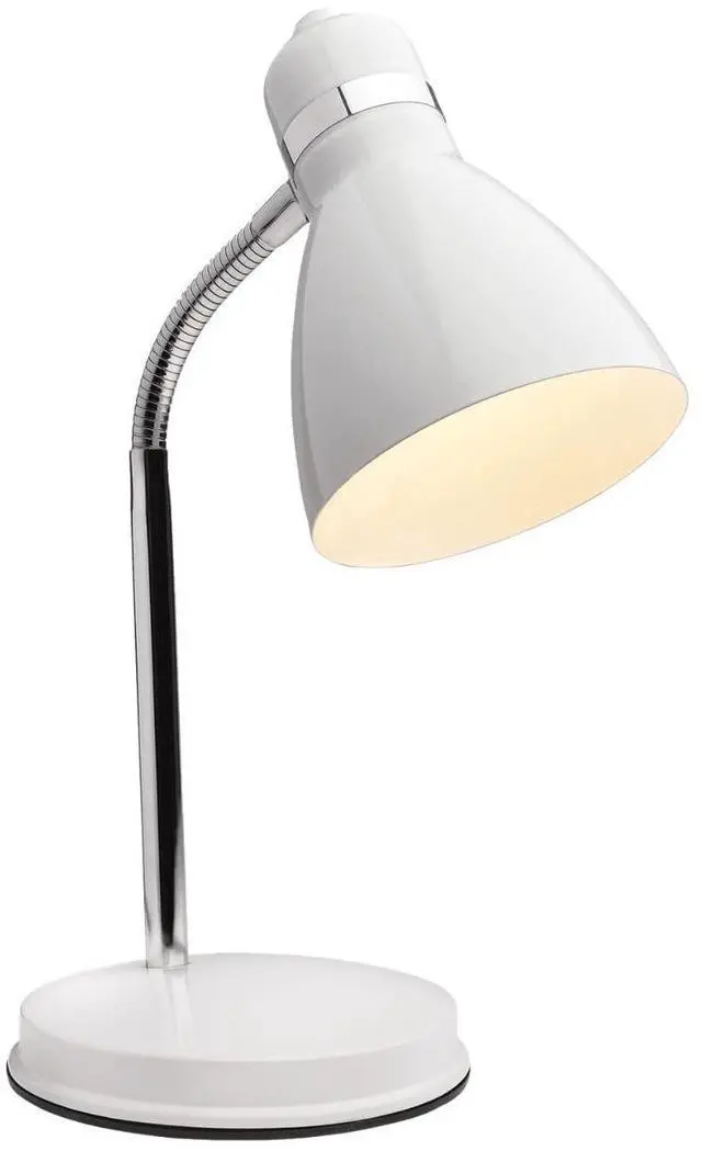 Main image of Oxford White Metal Flexible Classic Goose Neck Design Desk or Table Lamp for Office or Bedroom Use