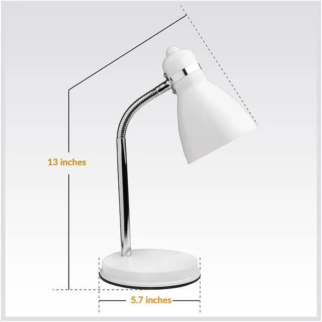 Alt view image 7 of 7 - Oxford White Metal Flexible Classic Goose Neck Design Desk or Table Lamp for Office or Bedroom Use