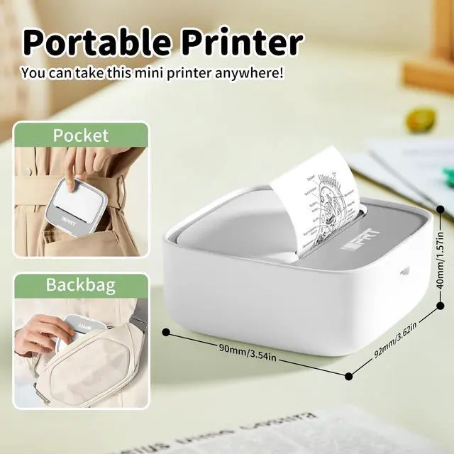 Alt view image 2 of 7 - Mini Sticker Maker Portable Printer with 1 Roll Sticker Paper - Bluetooth Inkless Printers for Study Notes, Pictures, DIY, Label, iOS & Android Free App with Multiple Templates, Grey