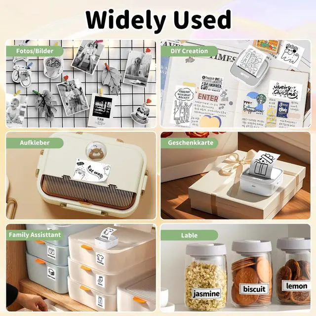 Alt view image 5 of 7 - Mini Sticker Maker Portable Printer with 1 Roll Sticker Paper - Bluetooth Inkless Printers for Study Notes, Pictures, DIY, Label, iOS & Android Free App with Multiple Templates, Grey