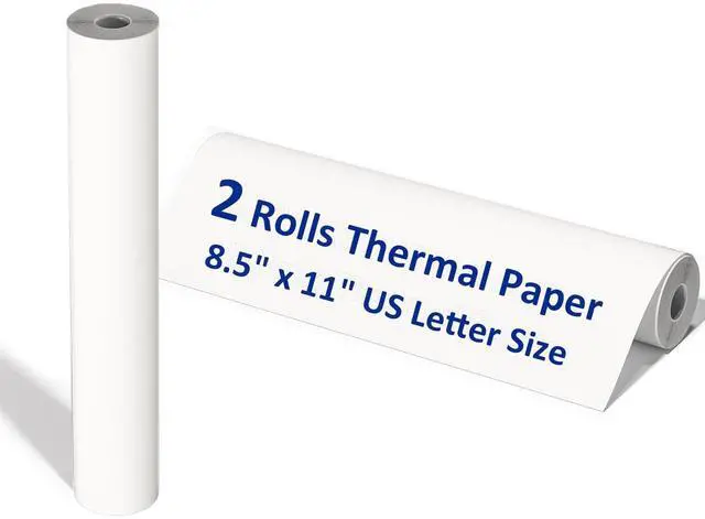 Main image of 2 Rolls Thermal Printer Paper, Thermal Paper 8.5 X 11 Inch, Us Letter Paper Size Thermal Paper Rolls for M08f M832 Portable Printer, A4 Printing Paper roll (1 roll =27 Sheets/7.6m long,1.18")