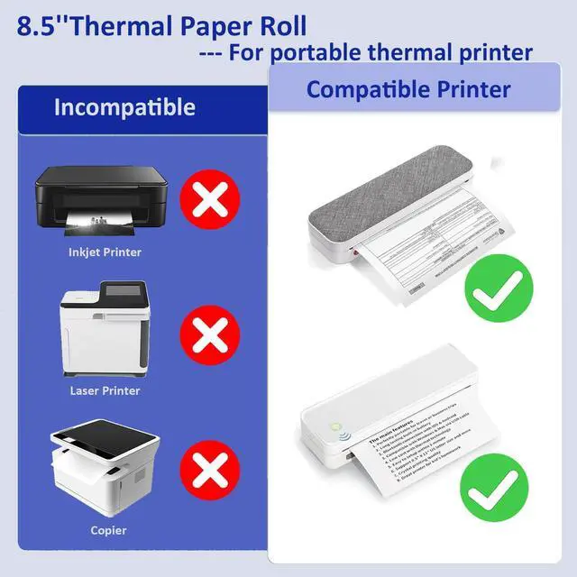 Alt view image 4 of 7 - 2 Rolls Thermal Printer Paper, Thermal Paper 8.5 X 11 Inch, Us Letter Paper Size Thermal Paper Rolls for M08f M832 Portable Printer, A4 Printing Paper roll (1 roll =27 Sheets/7.6m long,1.18")