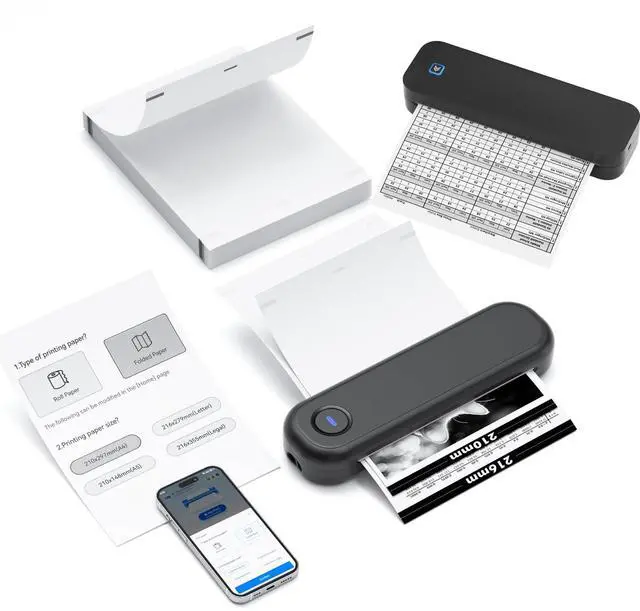 Alt view image 2 of 5 - A4 Thermal Printer Paper, Folded Thermal Paper Quick Dry for Pen, BPA Free Compatible with Luck Jingle L86 D80 & A80 Portable Printer, 8.26" x 11.69", 200 Sheets