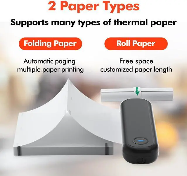 Alt view image 5 of 5 - A4 Thermal Printer Paper, Folded Thermal Paper Quick Dry for Pen, BPA Free Compatible with Luck Jingle L86 D80 & A80 Portable Printer, 8.26" x 11.69", 200 Sheets