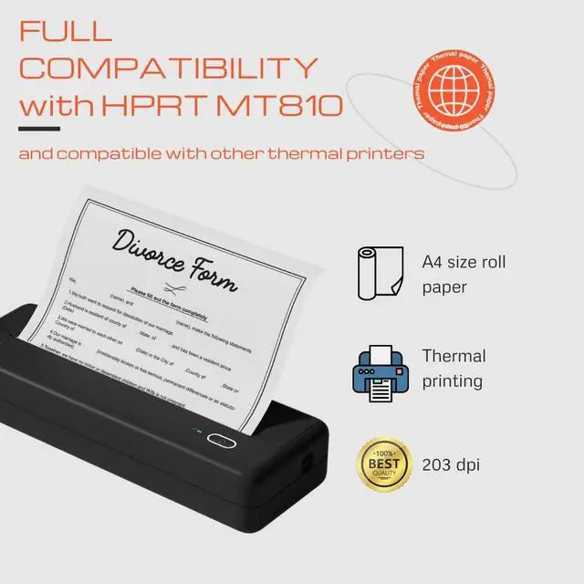 Alt view image 2 of 7 - A4 Thermal Paper Rolls for HPRT MT810 & POOOLITECH Portable Printer High Definition 50 Sheets Compatible with Other Thermal Printers (2 Rolls | 8.3''x23')