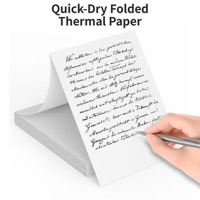 Alt view image 3 of 7 - Thermal Paper,Thermal Printer Paper 8.5 x 11 US Letter for A4 Portable Thermal Printer and Other US Letter Printers,Perforated,Folded Continuous Printing,100 Sheets