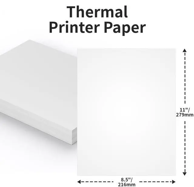 Alt view image 2 of 7 - Thermal Paper,Thermal Printer Paper 8.5 x 11 US Letter for A4 Portable Thermal Printer and Other US Letter Printers,Perforated,Folded Continuous Printing,100 Sheets