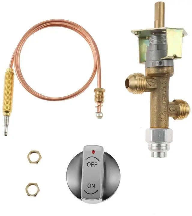 Main image of Low Pressure LPG Propane Gas Fireplace Fire Pit Flame Failure Safety Control Valve with Thermocouple Knob Switch Kit with 5/8-18UNF(3/8" Flare Inlet & Outlet) for Propane Fire Pit, Fireplace