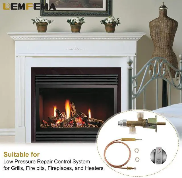 Alt view image 7 of 7 - Low Pressure LPG Propane Gas Fireplace Fire Pit Flame Failure Safety Control Valve with Thermocouple Knob Switch Kit with 5/8-18UNF(3/8" Flare Inlet & Outlet) for Propane Fire Pit, Fireplace