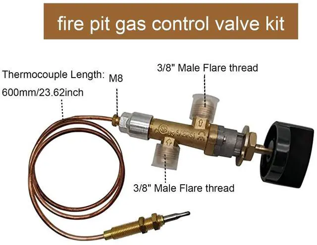 Alt view image 2 of 6 - Low Pressure LPG Propane Gas Fireplace Fire Pit Flame Failure Safety Control Valve Kit Low Pressure Propane Valve with 3/8" Flare Inlet & Outlet, Suitable for Gas Grill, Heater, Fire Pit