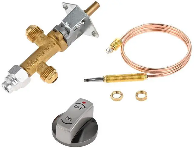 Main image of Low Pressure LPG Propane Gas Flame Failure Safety Control Valve Kit Comes with M8*1 Thread Thermocouple and A Zinc Alloy Knob, Fits for Gas Grill, Heater, Fire Pit (50,000 BTU, 1/2 PSI)