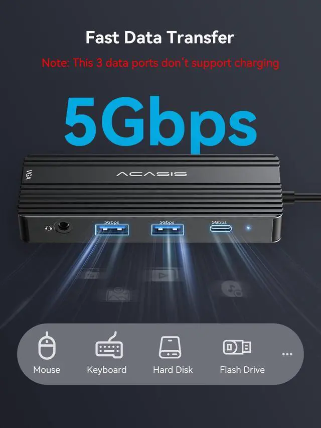 Alt view image 7 of 7 - USB C Docking Station Dual Monitors,8-in-1 Laptop Docking Station with Dual Monitor 2*HDMI +VGA +3 * 5G USB-A/C+3.5MM Audio+PD100W, Laptop Dock for Dell/HP/Lenovo ThinkPadBlack