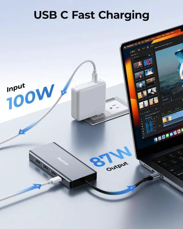 Alt view image 5 of 6 - USB C Docking Station Dual Monitor Adapter, 8 in 1 Laptop Docking Station 3 Monitors Quadruple Display USB C Hub Dongle to 4K HDMI+DP+VGA