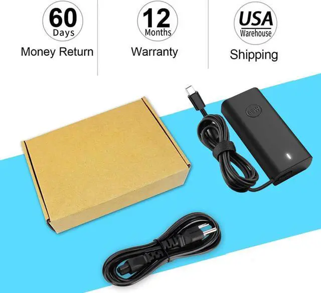 Alt view image 5 of 6 - 65W USB C Laptop Charger Compatible with Dell Laptop Charger USB C: Latitude 5520 5530 5540 5450 5420 3550 7420 Chromebook XPS 13 Dell Power Cord Type C