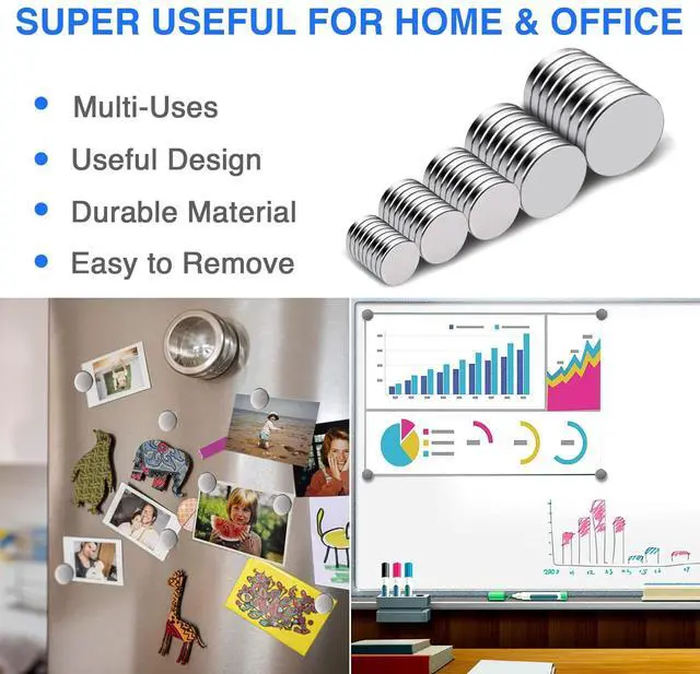 Alt view image 4 of 6 - Small Rare Earth Magnets, 40 Pack, 5 Sizes - Neodymium Magnets for Refrigerator, DIY, Crafts, Kitchen & Office