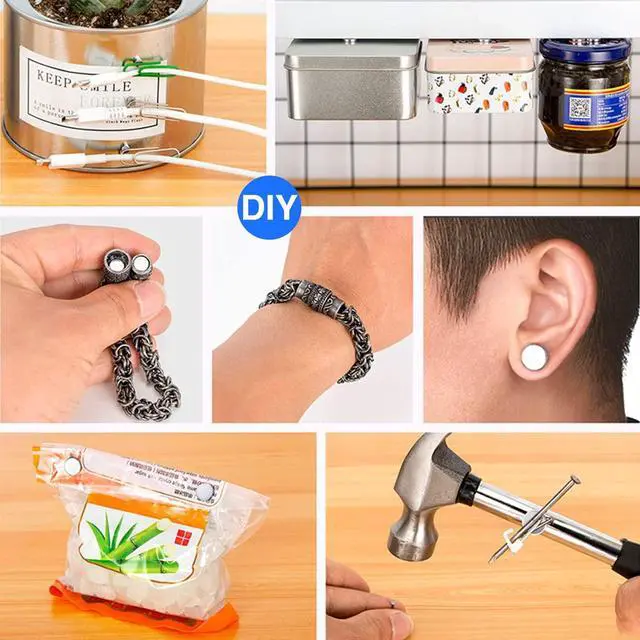 Alt view image 6 of 6 - Small Rare Earth Magnets, 40 Pack, 5 Sizes - Neodymium Magnets for Refrigerator, DIY, Crafts, Kitchen & Office