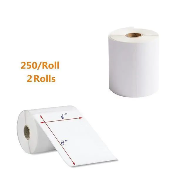 Alt view image 2 of 7 - 2 Rolls 4x6 Direct Thermal Shipping Labels, 250 Labels/Roll, 1'' Core, Compatible Zebra 2844 ZP-450 ZP-500 ZP-505