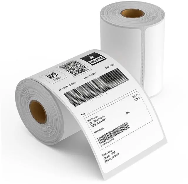 Main image of 2 Rolls 4" x 6" Direct Thermal Printer Label, 250 Labels/Roll, Total 500 Thermal Shipping Labels, Strong Adhesive, Commercial Grade, Perforated, Compatible with Most Thermal Printers (NOT for DYMO)