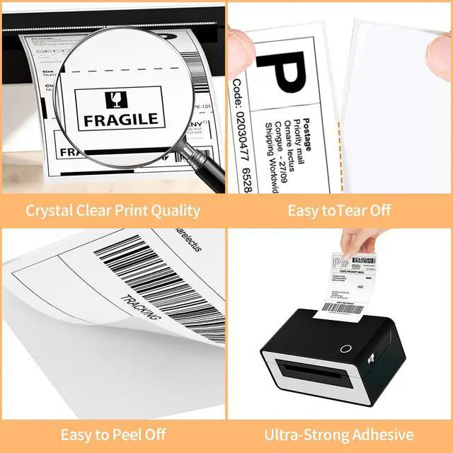 Alt view image 4 of 7 - 2 Rolls 4" x 6" Direct Thermal Printer Label, 250 Labels/Roll, Total 500 Thermal Shipping Labels, Strong Adhesive, Commercial Grade, Perforated, Compatible with Most Thermal Printers (NOT for DYMO)