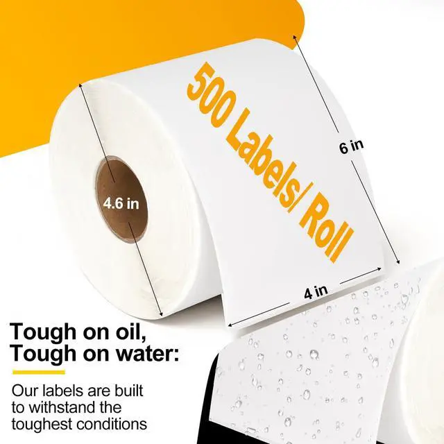 Alt view image 2 of 7 - 4x6 Thermal Printer Paper Shipping Labels, 500 Labels Perforated, Strong Adhesive, Smudge-Proof Mailing Sticker Labels, Compatible with Rollo, Zebra, Jadens, Nelko Printers