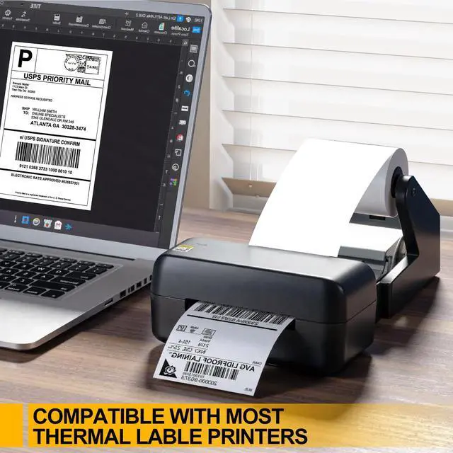 Alt view image 4 of 7 - 4x6 Thermal Printer Paper Shipping Labels, 500 Labels Perforated, Strong Adhesive, Smudge-Proof Mailing Sticker Labels, Compatible with Rollo, Zebra, Jadens, Nelko Printers
