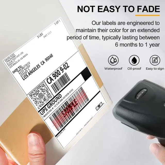 Alt view image 7 of 7 - 4x6 Thermal Printer Paper Shipping Labels, 500 Labels Perforated, Strong Adhesive, Smudge-Proof Mailing Sticker Labels, Compatible with Rollo, Zebra, Jadens, Nelko Printers