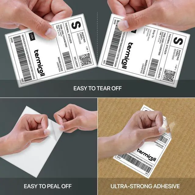 Alt view image 3 of 7 - 4x6 Thermal Labels, Shipping Stickers, 500 Labels/Fanfold Perforated, Compatible with Rollo, Zebra, iDPRT, Munbyn & More Direct Thermal Printers, Strong Adhesive, Multipurpose Small & Medium Business