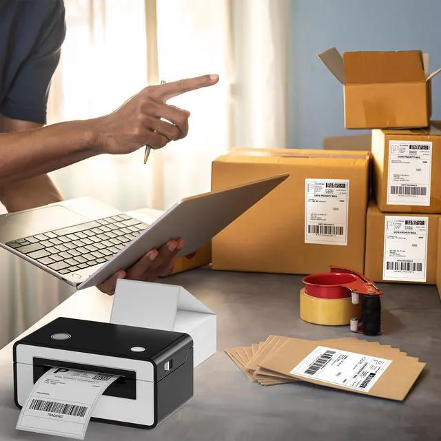 Alt view image 2 of 6 - 4 x 6 Direct Thermal Shipping Labels with Perforations, Pack of 500 Thermal Labels, Permanent Adhesive, White Mailing Fanfold Label for Thermal Printer