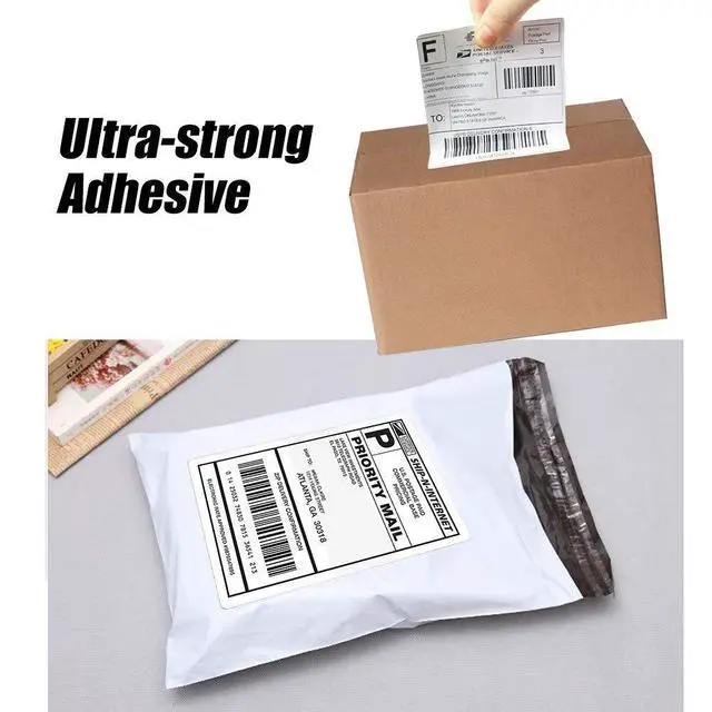 Alt view image 6 of 6 - 4 x 6 Direct Thermal Shipping Labels with Perforations, Pack of 500 Thermal Labels, Permanent Adhesive, White Mailing Fanfold Label for Thermal Printer