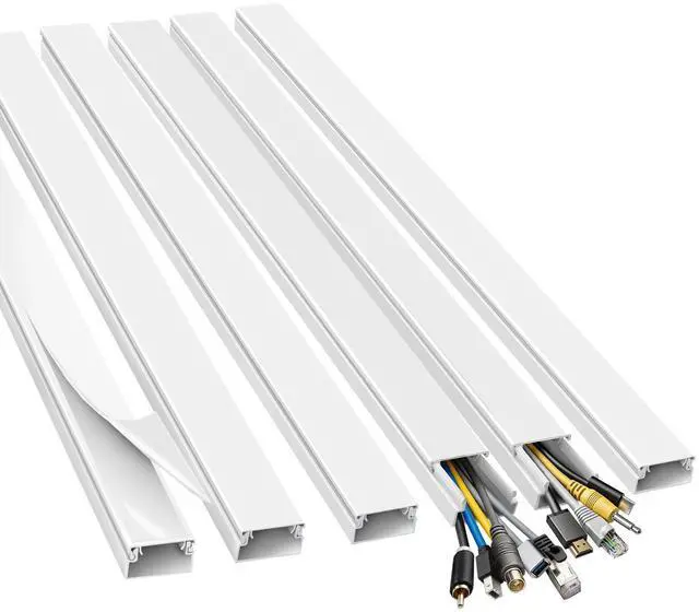 Main image of Cord Hider, 72in Wire Covers for Cords on Wall, Premium Cable Hider Cord Covers for Wires, Cable Management Wire Hiders for TV, Cable Raceway Kit, W0.95 H0.55in, White