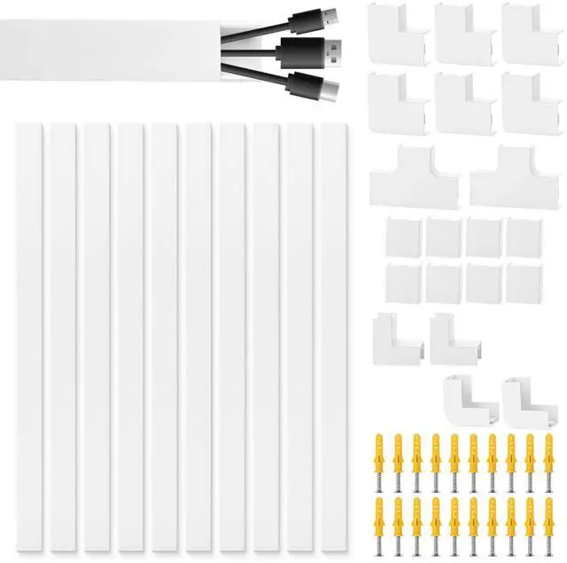 Main image of Cord Cover Raceway Kit, 157in Cable Hider, Cord Covers for Wires on Wall, Wire Covers for Cords, Cord Hider Wall, Wire Hiders for TV on Wall, Cable Cover, Wire Hider, 15.7in X W0.9in X H0.6in