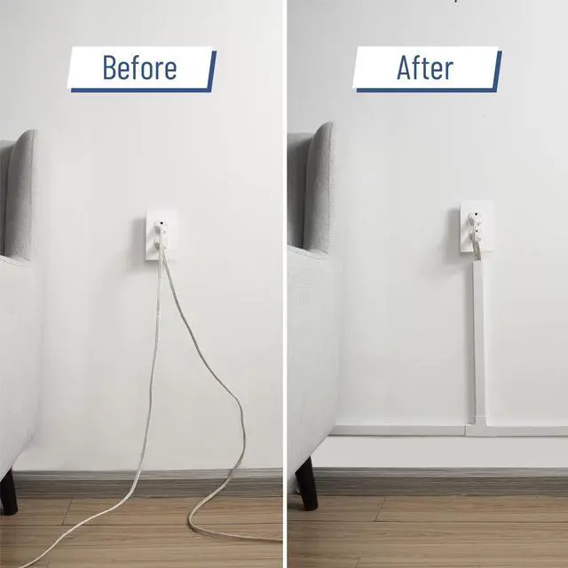 Alt view image 6 of 7 - Cord Cover Raceway Kit, 157in Cable Hider, Cord Covers for Wires on Wall, Wire Covers for Cords, Cord Hider Wall, Wire Hiders for TV on Wall, Cable Cover, Wire Hider, 15.7in X W0.9in X H0.6in