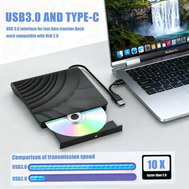 Alt view image 3 of 7 - External Blu-ray Drives DVD/CD Burner For Laptop USB 3.0 Portable BD CD DVD Reader Writer Player 3D Optical Drive Disc Duplicators Compatible with Laptop Desktop PC Windows Mac Pro MacBook Linux