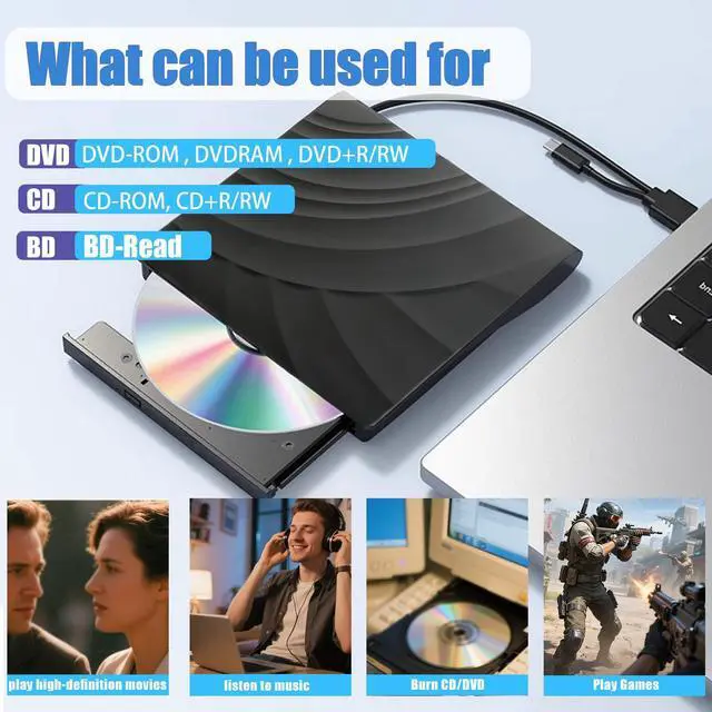 Alt view image 4 of 7 - External Blu-ray Drives DVD/CD Burner For Laptop USB 3.0 Portable BD CD DVD Reader Writer Player 3D Optical Drive Disc Duplicators Compatible with Laptop Desktop PC Windows Mac Pro MacBook Linux