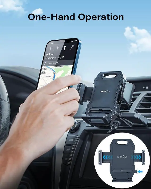 Alt view image 2 of 7 - Sturdy CD Slot Phone Mount with One Hand Operation Design, Hands-Free Car Phone Holder Universally Compatible with All iPhone & Android Cell Phones, for Smartphone Mobile