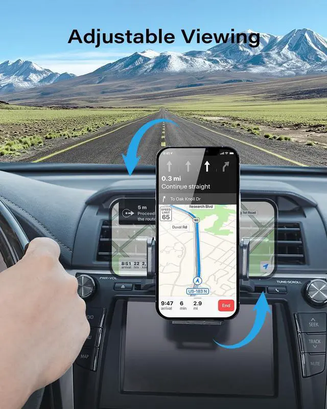 Alt view image 4 of 7 - Sturdy CD Slot Phone Mount with One Hand Operation Design, Hands-Free Car Phone Holder Universally Compatible with All iPhone & Android Cell Phones, for Smartphone Mobile