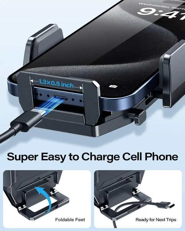 Alt view image 5 of 7 - Sturdy CD Slot Phone Mount with One Hand Operation Design, Hands-Free Car Phone Holder Universally Compatible with All iPhone & Android Cell Phones, for Smartphone Mobile