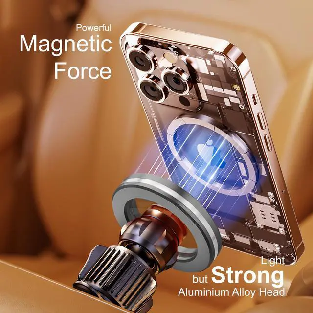 Alt view image 3 of 6 - for Magsafe Car Mount for iPhone, Aluminum Alloy Vent Mount,Built-in Air Freshener,Magnetic Phone Holder for Car,Cell Phone Car Mount,Strong Magnet,for iPhone 12,13,14,15,16 pro max and Android