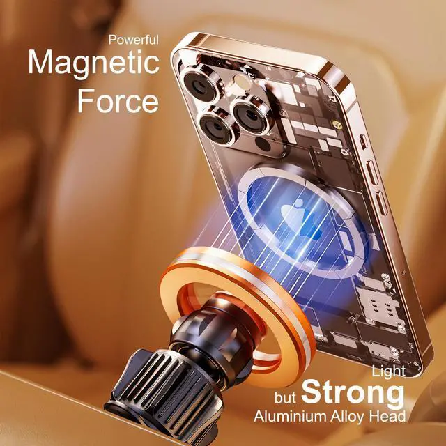 Alt view image 3 of 6 - for Magsafe Car Mount for iPhone, Aluminum Alloy Vent Mount,Built-in Air Freshener,Magnetic Phone Holder for Car,Cell Phone Car Mount,Strong Magnet,for iPhone 12,13,14,15,16 pro max and Android