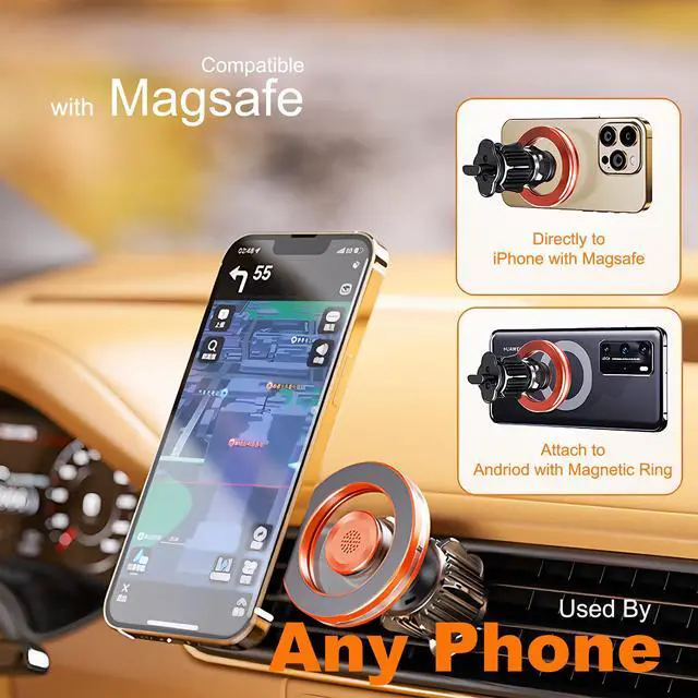Alt view image 4 of 6 - for Magsafe Car Mount for iPhone, Aluminum Alloy Vent Mount,Built-in Air Freshener,Magnetic Phone Holder for Car,Cell Phone Car Mount,Strong Magnet,for iPhone 12,13,14,15,16 pro max and Android