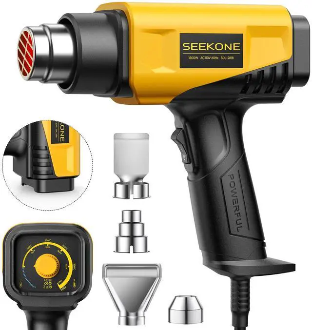 Main image of 1800W Compact Heat Gun 122-1202 Variable Temp for Crafting | Fast Heating 122-1202, 2-Speed Airflow, 20% Smaller Compact Design, Overheat Protection for Vinyl Wrap, Shrink Tubing