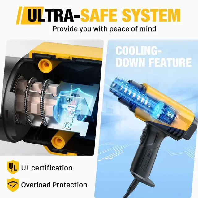 Alt view image 5 of 6 - 1800W Compact Heat Gun 122-1202 Variable Temp for Crafting | Fast Heating 122-1202, 2-Speed Airflow, 20% Smaller Compact Design, Overheat Protection for Vinyl Wrap, Shrink Tubing
