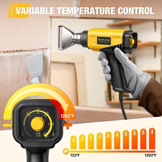 Alt view image 3 of 6 - 1800W Compact Heat Gun 122-1202 Variable Temp for Crafting | Fast Heating 122-1202, 2-Speed Airflow, 20% Smaller Compact Design, Overheat Protection for Vinyl Wrap, Shrink Tubing